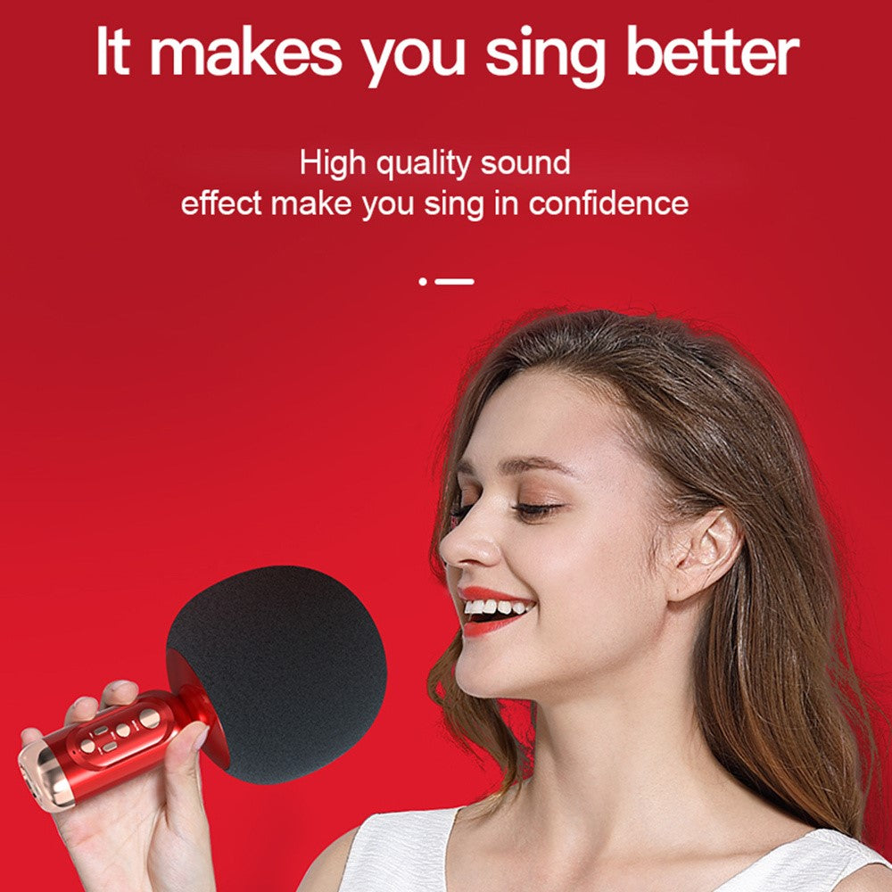 K2 Wireless Bluetooth-compatible Microphone Speaker Mushroom Head Singing Mic, English Version