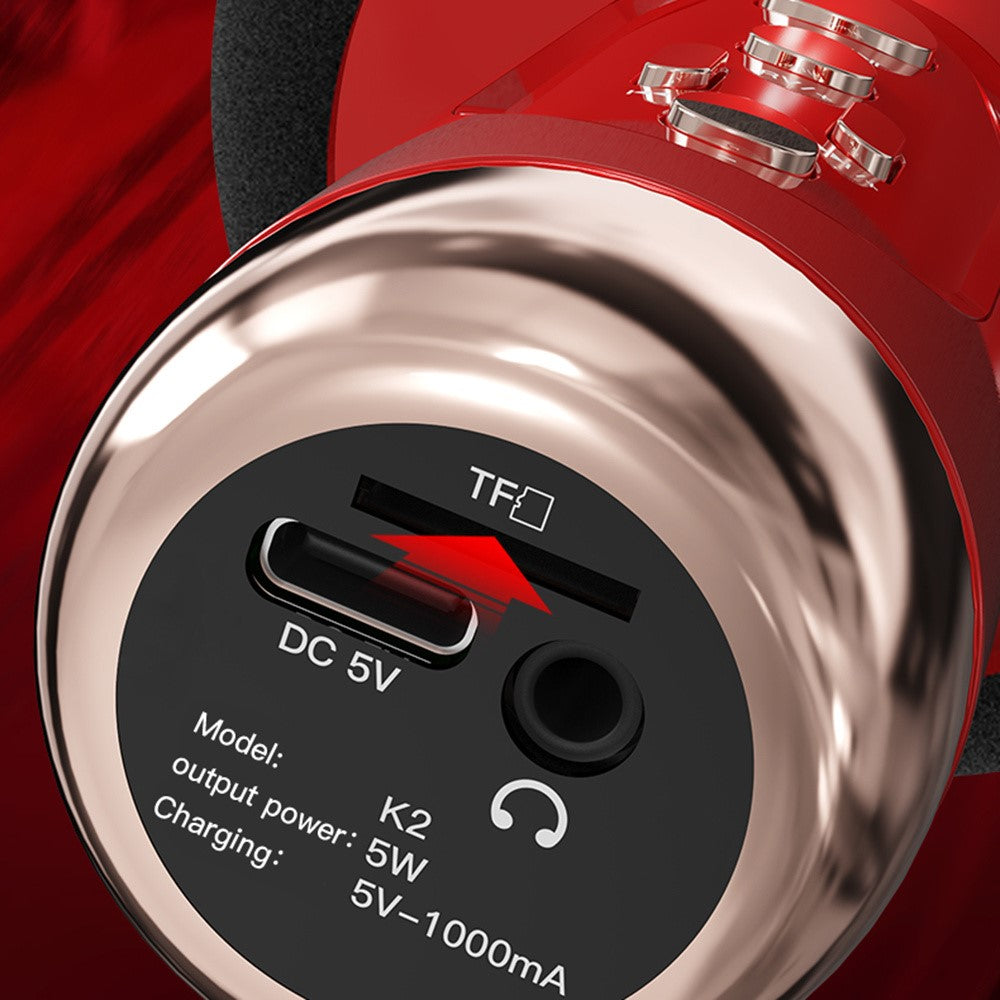 K2 Wireless Bluetooth-compatible Microphone Speaker Mushroom Head Singing Mic, English Version