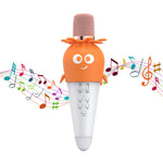 K5 Kids Bluetooth-compatible Microphone ABS+Silicone Carrot Shape Singing Mic, English Version