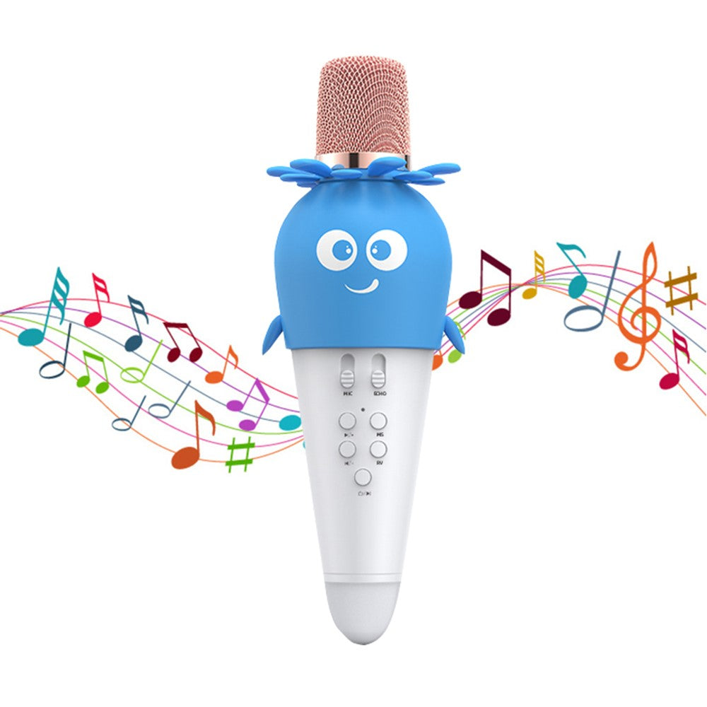 K5 Kids Bluetooth-compatible Microphone ABS+Silicone Carrot Shape Singing Mic, English Version