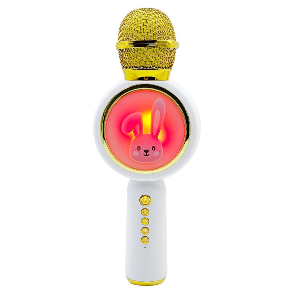 X6 Cute Rabbit Kids Microphone Voice Changing Bluetooth-compatible TWS Karaoke Mic, English Version