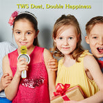 X6 Cute Rabbit Kids Microphone Voice Changing Bluetooth-compatible TWS Karaoke Mic, English Version
