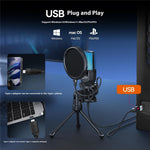 YANMAI SF-777R Computer Gaming Mikrofon USB Kondensator Bordmikrofon med RGB-lys