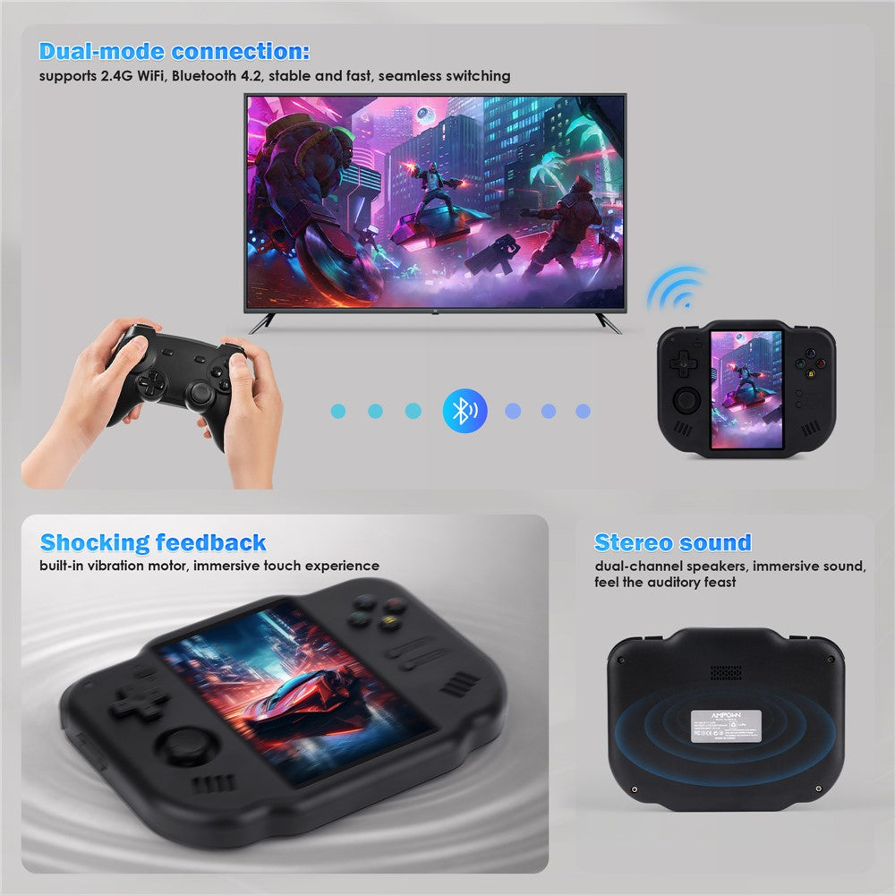AMPOWN Mini Zero 40 Android 4 Inch 64-bit Handheld Game Console Retro Classic Gaming Device with 64GB TF Card