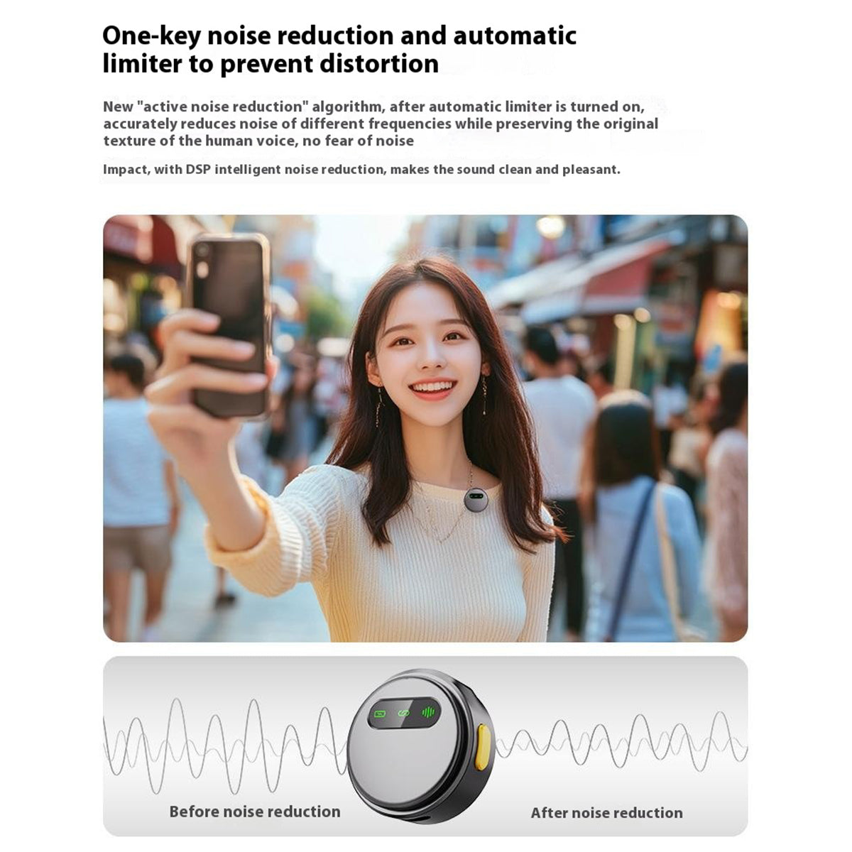 Q10 Wireless Lavalier Microphone for Livestreaming Video Recording Noise Cancellation Bluetooth-Compatible 5.1