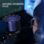FEELWORLD VM1 USB Condenser Microphone Noise Cancellation PC Gaming Mic with Stand / RGB Light