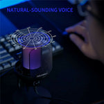 FEELWORLD VM1-XS USB Gaming Microphone Condenser Cardioid Pickup Mic with RGB Light Desktop Stand