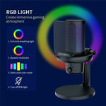 FEELWORLD VM1-XS USB Gaming Microphone Condenser Cardioid Pickup Mic with RGB Light Desktop Stand