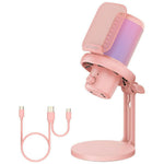 FEELWORLD VM1-XS-P USB Gaming Microphone One Touch Mute / Noise Cancellation RGB Light Cardioid Desktop Stand