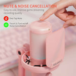 FEELWORLD VM1-XS-P USB Gaming Microphone One Touch Mute / Noise Cancellation RGB Light Cardioid Desktop Stand
