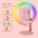 FEELWORLD VM1-XS-P USB Gaming Microphone One Touch Mute / Noise Cancellation RGB Light Cardioid Desktop Stand