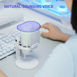 FEELWORLD VM1-XS-W USB Gaming Microphone One Click Noise Cancellation Mute Cardioid RGB Light Desktop Stand