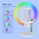FEELWORLD VM1-XS-W USB Gaming Microphone One Click Noise Cancellation Mute Cardioid RGB Light Desktop Stand