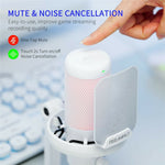 FEELWORLD VM1-XS-W USB Gaming Microphone One Click Noise Cancellation Mute Cardioid RGB Light Desktop Stand