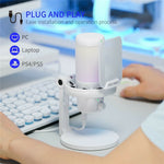 FEELWORLD VM1-XS-W USB Gaming Microphone One Click Noise Cancellation Mute Cardioid RGB Light Desktop Stand