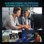 FEELWORLD PM1 Dynamic Microphone XLR / USB Podcast Gaming Streaming Recording Mic with RGB Lighting