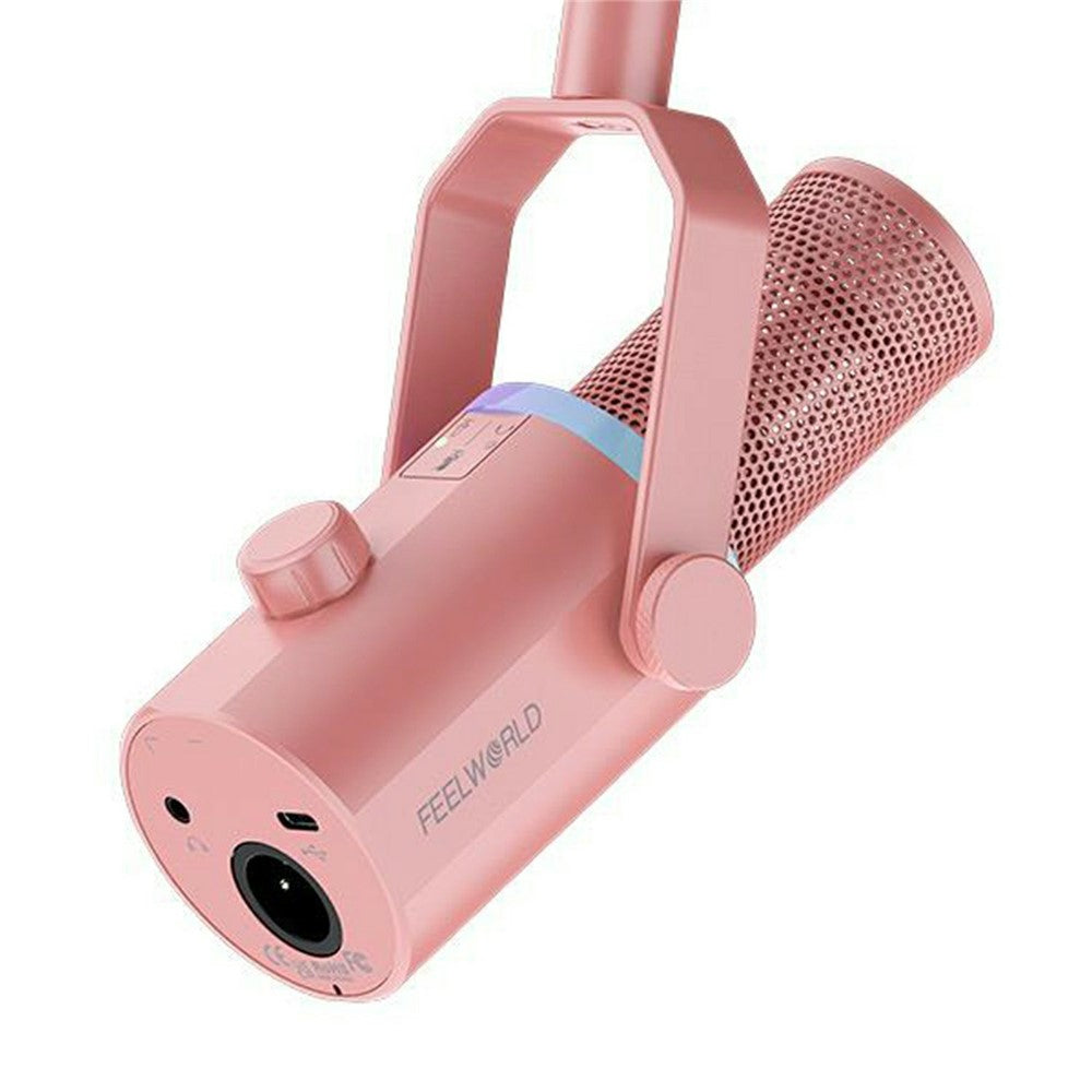 FEELWORLD PM1-P Dynamic Microphone XLR / USB Podcast Gaming Streaming Recording Mic with RGB Lighting
