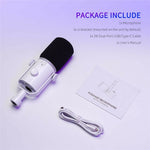 FEELWORLD PM1-W Dynamic Microphone XLR / USB Podcast Gaming Streaming Recording Mic with RGB Lighting