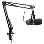 FEELWORLD PM1-AS Dynamic Microphone with Boom Arm Stand XLR / USB Dual Output for Podcast Recording / Gaming / Live Streaming