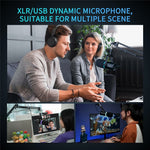 FEELWORLD PM1-AS Dynamic Microphone with Boom Arm Stand XLR / USB Dual Output for Podcast Recording / Gaming / Live Streaming