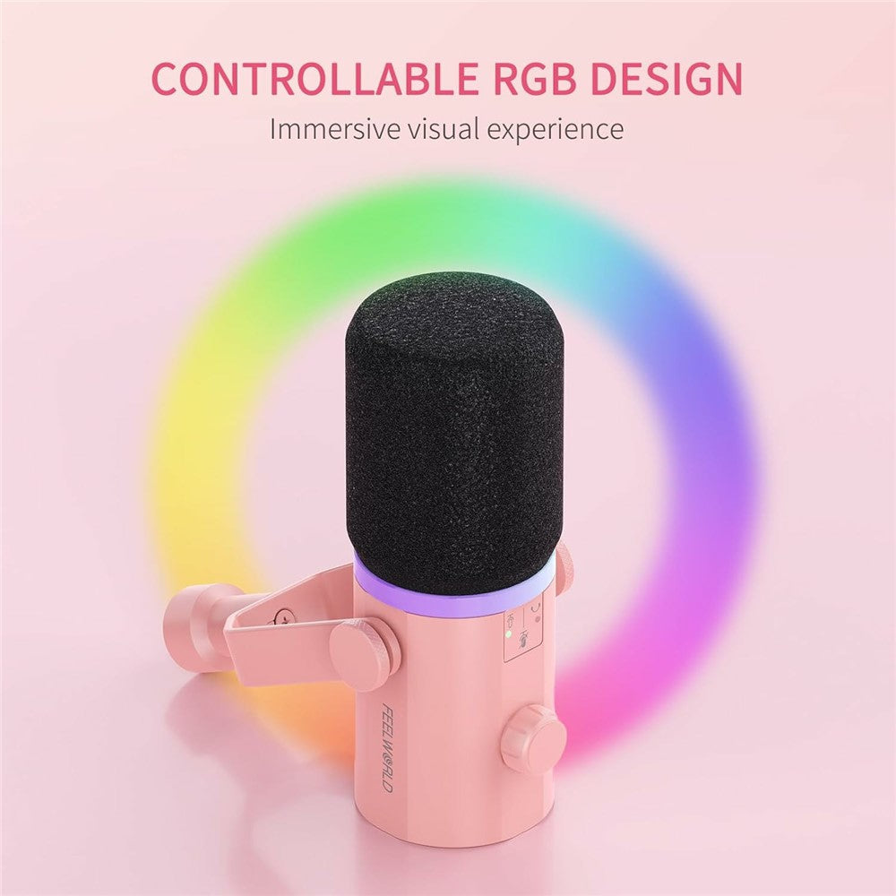 FEELWORLD PM1-AS-P Dynamic Microphone with Boom Arm Stand XLR / USB Dual Output for Podcast Recording / Gaming / Live Streaming