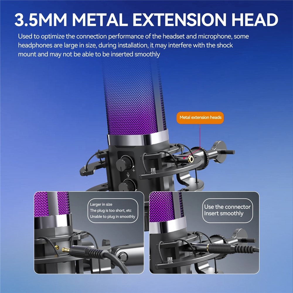 YANMAI X3R RGB Lighting Desktop Microphone Noise Cancelling Capacitor Microphone for Live Streaming / Recording