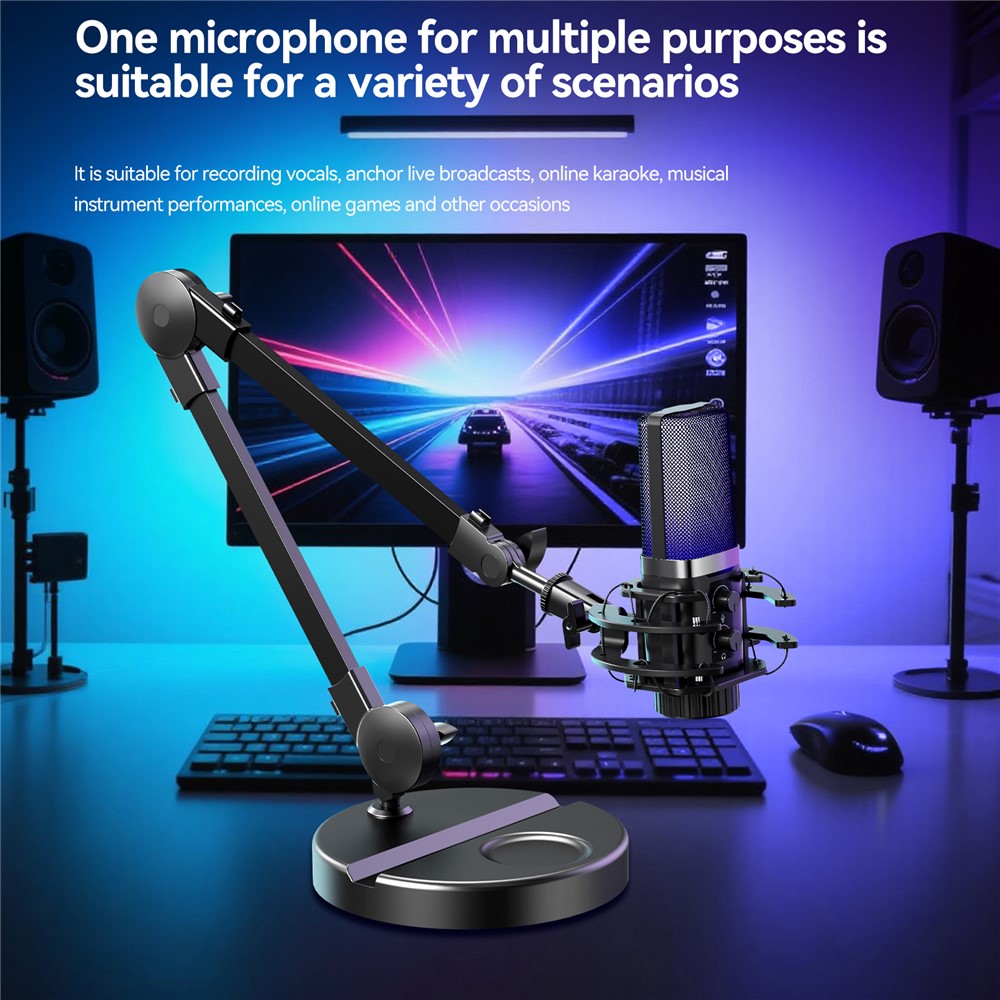 YANMAI X3R RGB Lighting Desktop Microphone Noise Cancelling Capacitor Microphone for Live Streaming / Recording