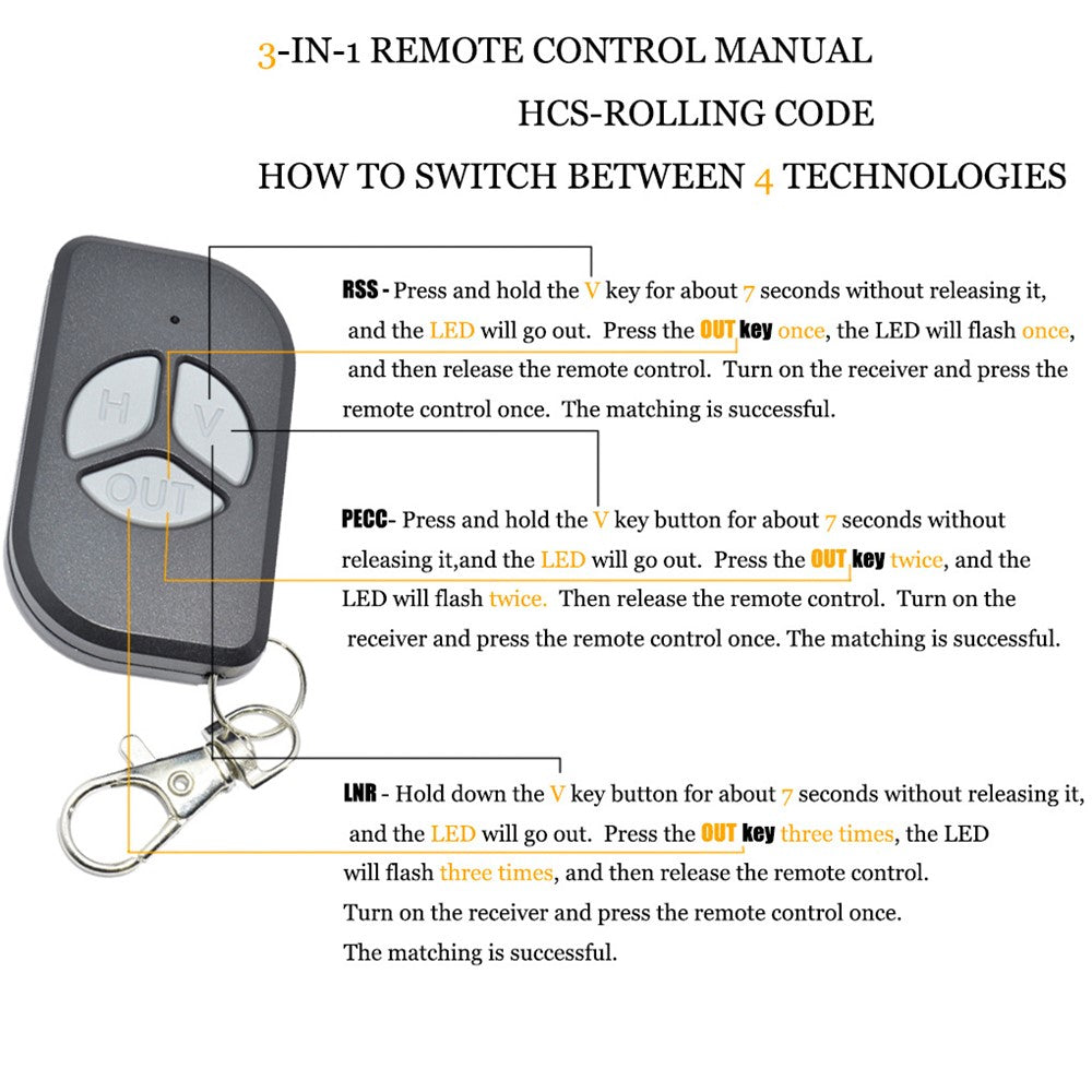 For Rossi & Peccinin DZ 3  /  DZ 4  /  DZ Nano Turbo  /  DZ 3 Turbo  /  DZ 4 Turbo 433MHz Garage Door Remote Control Rolling Code 3 Button 50-100M Range Remote Controller Transmitter