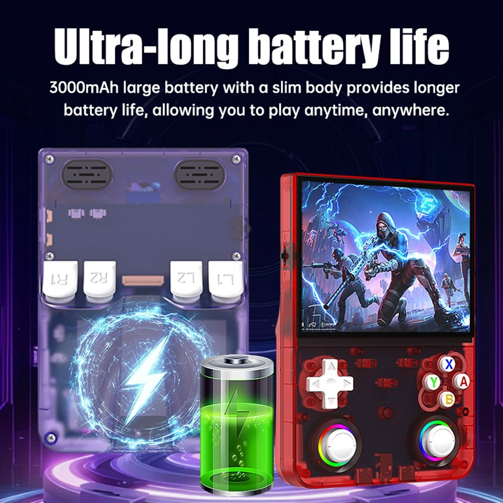 R36ultra X Handheld Game Console with 32GB TF Card Dual 3D Joysticks 4.5 Inch IPS Screen Gamepad with RGB Light