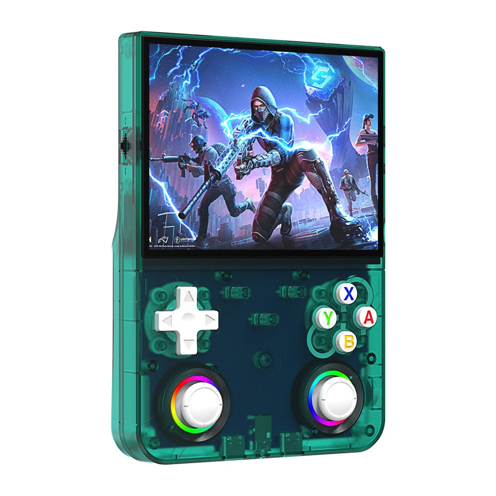 R36ultra X Handheld Game Console with 32GB TF Card Dual 3D Joysticks 4.5 Inch IPS Screen Gamepad with RGB Light