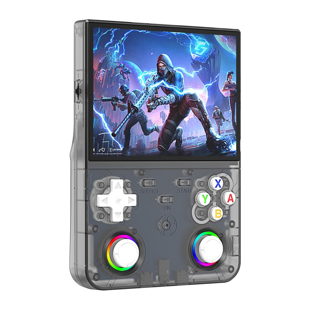 R36ultra X Håndholdt Spillekonsol med 50 GB TF-kort, Dobbelte 3D Joysticks, 4,5 Tommer IPS-skærm, Gamepad med RGB-lys