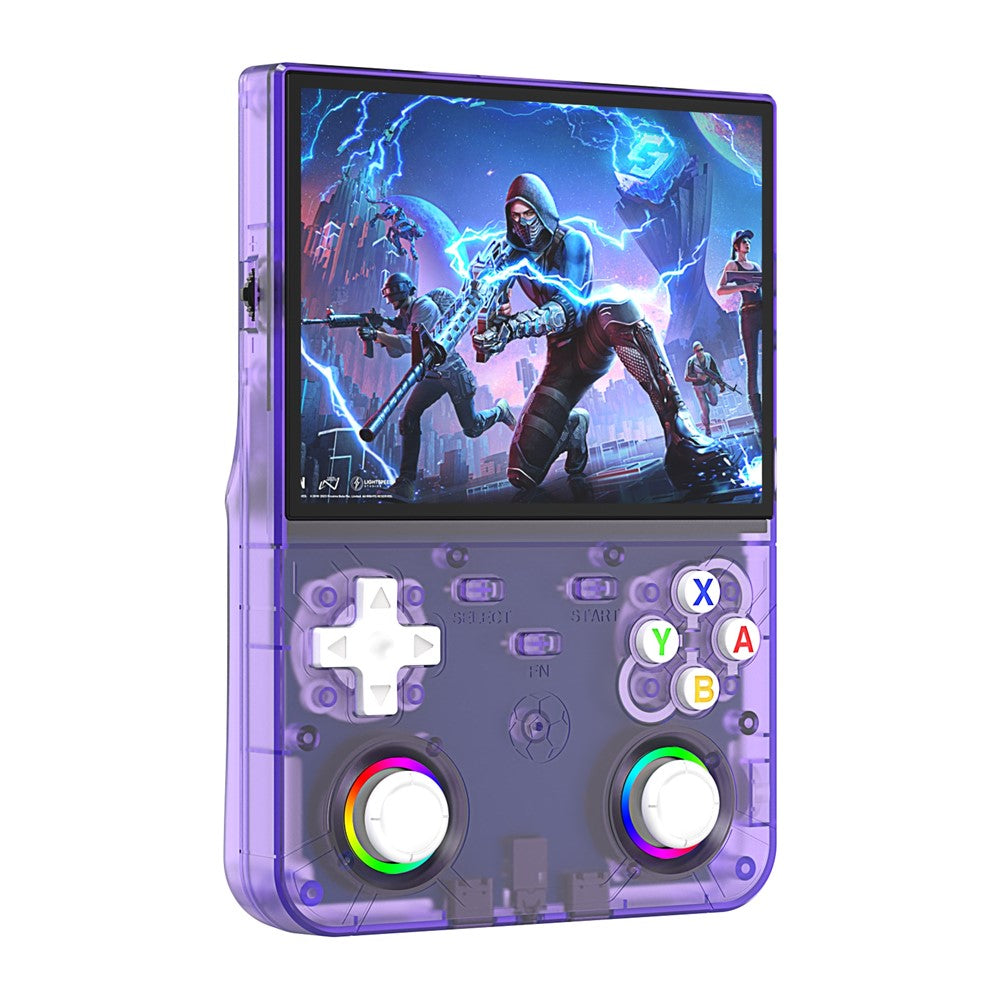 R36ultra X Håndholdt Spillekonsol med 50 GB TF-kort, Dobbelte 3D Joysticks, 4,5 Tommer IPS-skærm, Gamepad med RGB-lys