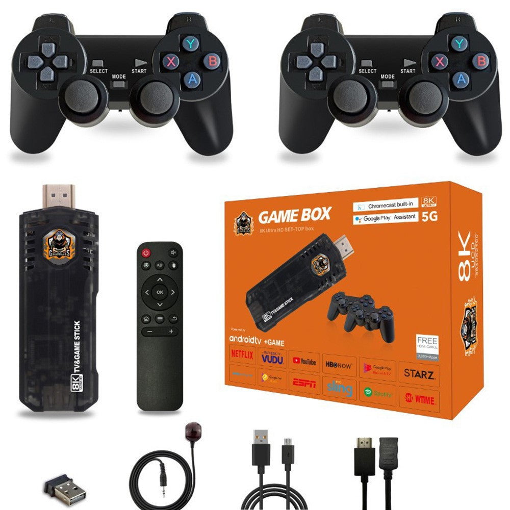 X8 64GB Dual System TV Game Stick Retro Gaming Console with 8K Output and 2.4G Wireless Controllers