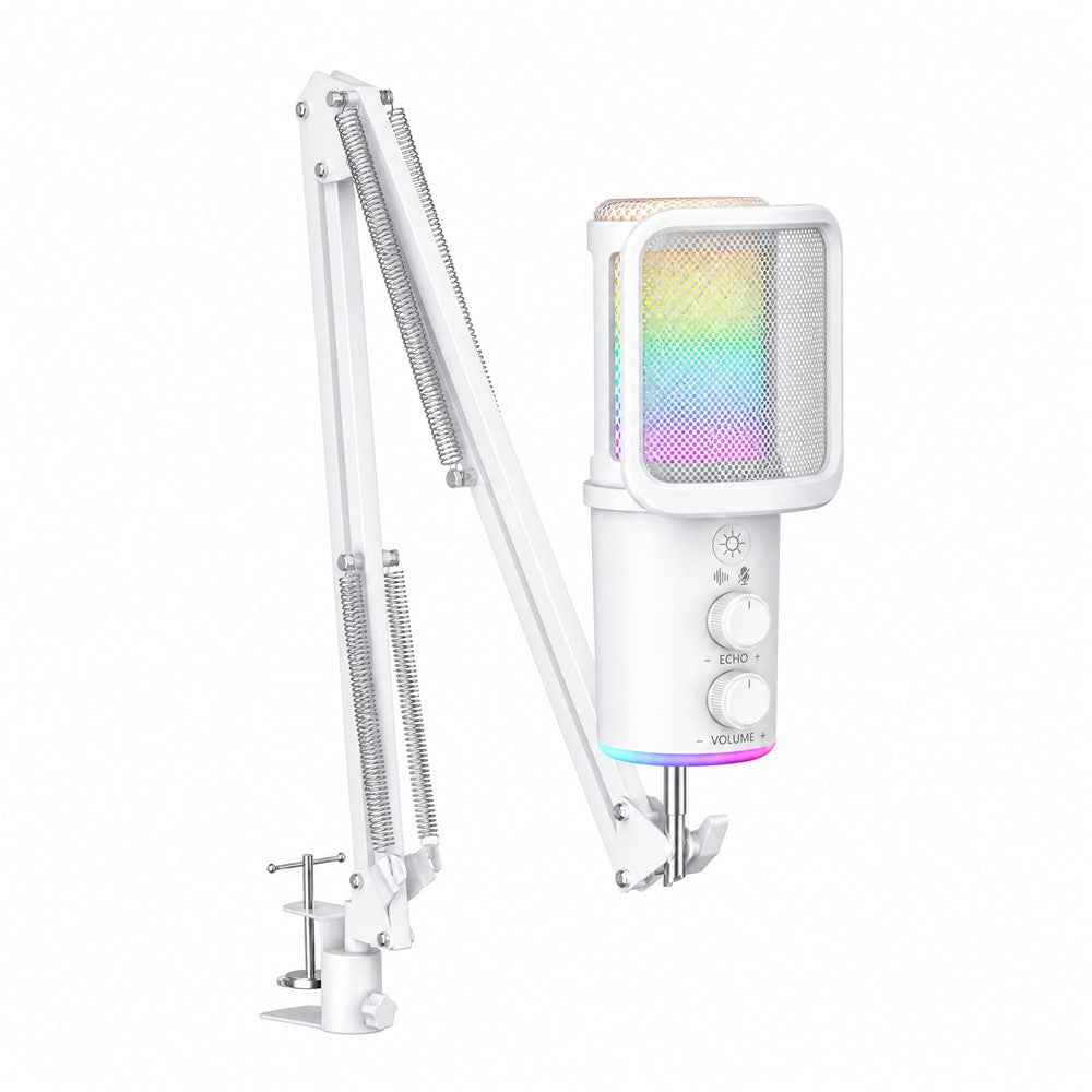 ONIKUMA M530 USB Condenser Microphone RGB Gaming Mic with Noise Reduction for Streaming
