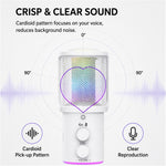 ONIKUMA M530 USB Condenser Microphone RGB Gaming Mic with Noise Reduction for Streaming
