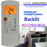 RG57B1-BGE Remote Control with Backlit LCD Display IR Controller for Midea Air Conditioner