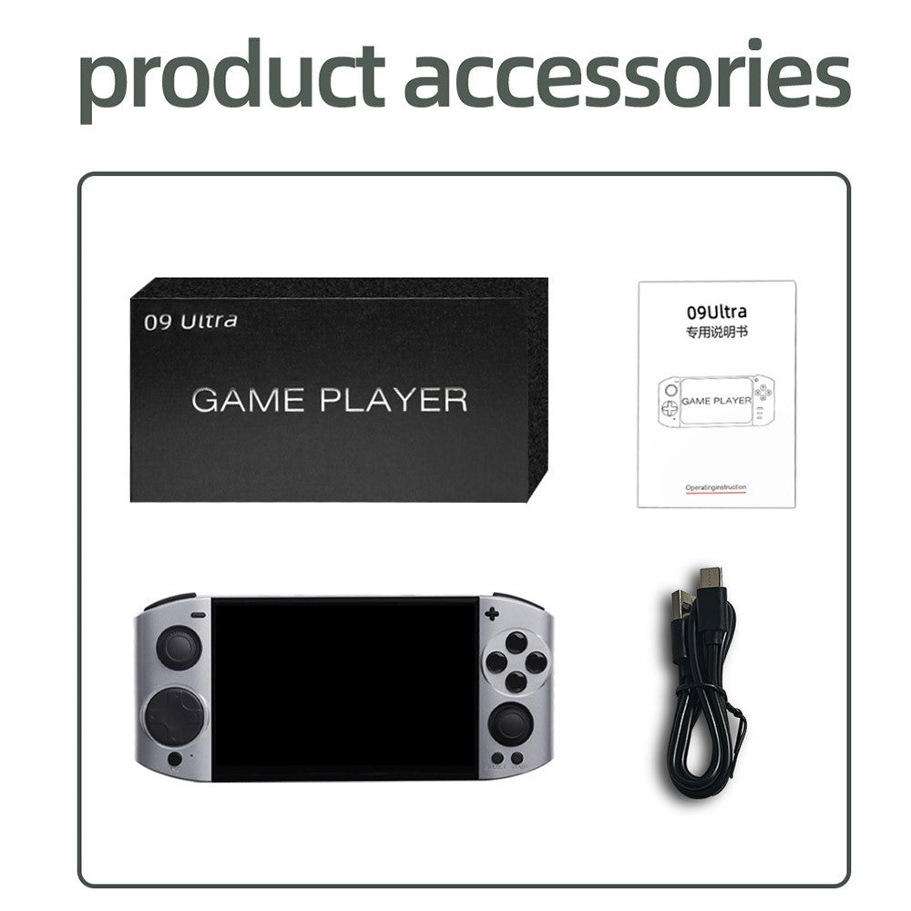 09 Ultra Handheld Game Console 5.1 Inch OLED 30+ Emulators HD Output Dual 3D Joystick Retro Arcade Gamepad, with 64GB TF Card