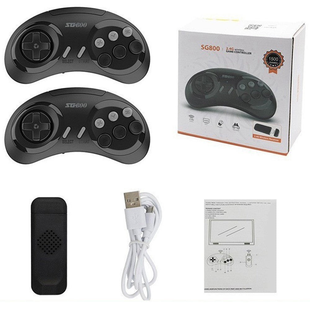 SG800 2.4G Wireless Handheld Video Game Console HD TV Game Stick Game Controllers Dual Gamepad Built-in 2700+ Games for Sega Mega Drive / Genesis