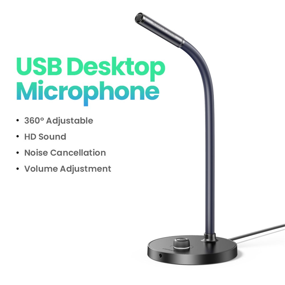 UGREEN Desktop PC USB Microphone Gooseneck Mic for YouTube Streaming, Gaming Audio Microphone