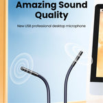 UGREEN Desktop PC USB Microphone Gooseneck Mic for YouTube Streaming, Gaming Audio Microphone