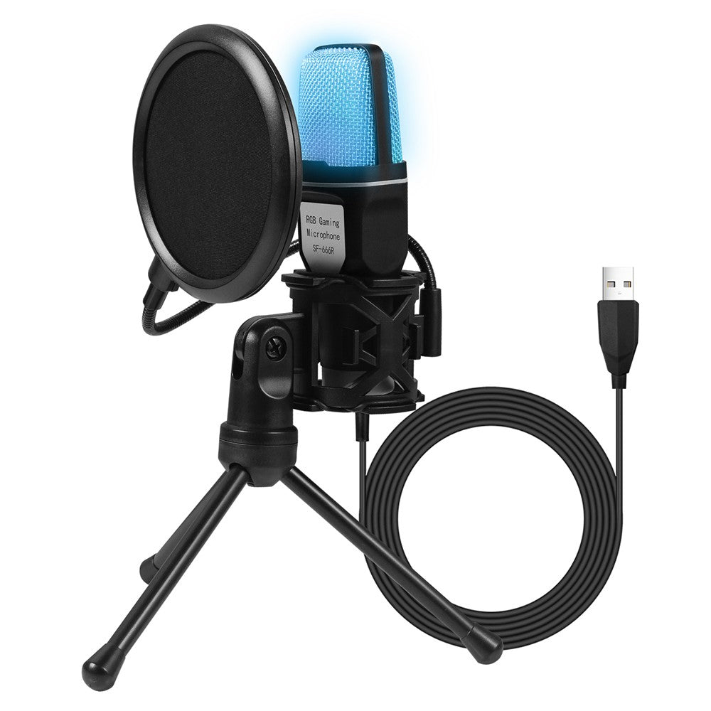 YANMAI SF-666R USB Mikrofon RGB Kondensatormikrofon til Podcast Optagelse Studio Streaming Bærbar Stationær PC