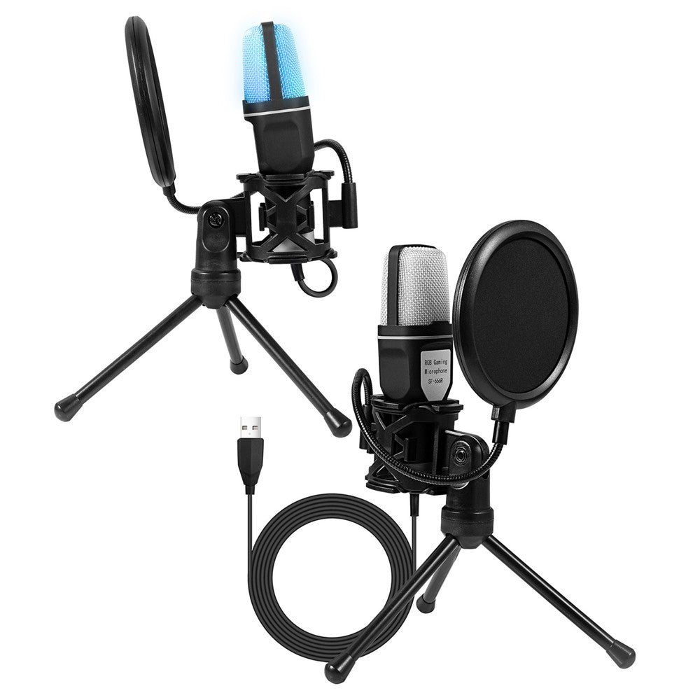 YANMAI SF-666R USB Mikrofon RGB Kondensatormikrofon til Podcast Optagelse Studio Streaming Bærbar Stationær PC