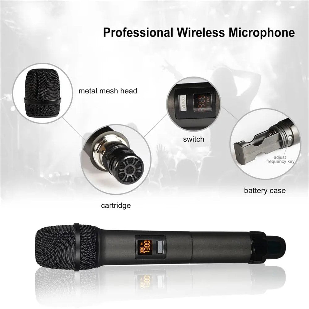 W-14 Moving Coil Microphone U-Band FM Wireless Mic with Receiver Home Karaoke Microphone