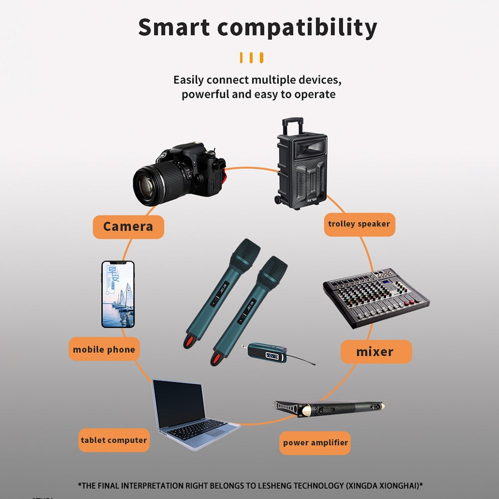 TX-12 Stage Singing Wireless Microphone Outdoor Home Live Streaming Rechargeable Mic, 2 Mics + 1 Receiver
