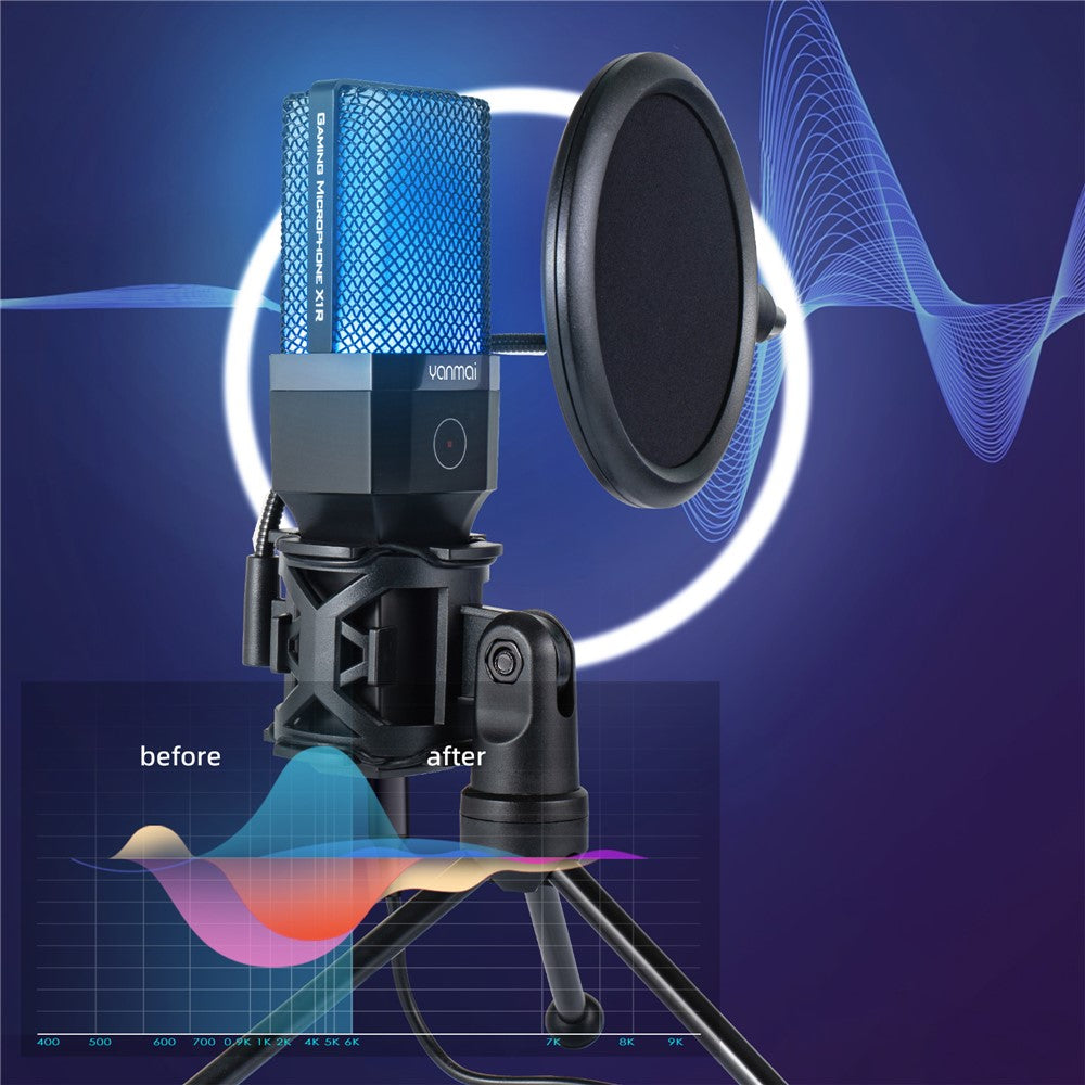 YANMAI X1R RGB Light USB Wired Microphone Recording E-sports Game Desktop Condenser Mic