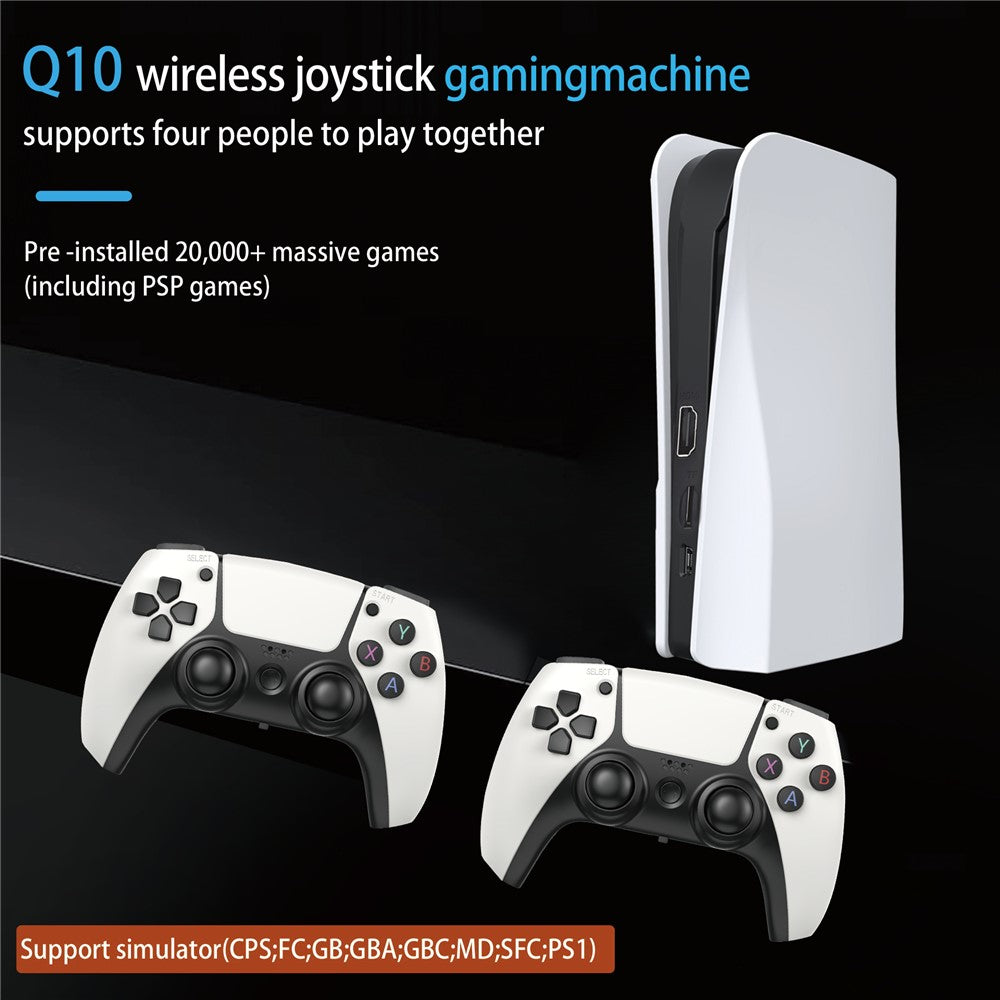 Q10 2.4G Trådløs HD-videospilkonsol 128G Plug and Play-spillemaskine med 2 gamepads til PSP