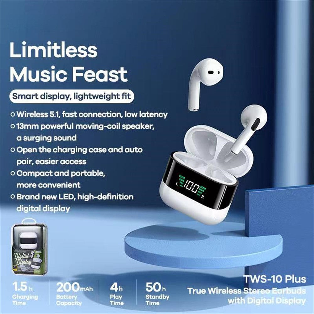 REMAX TWS-10Plus Digital Display True Wireless Stereo Bluetooth-compatible Earbuds