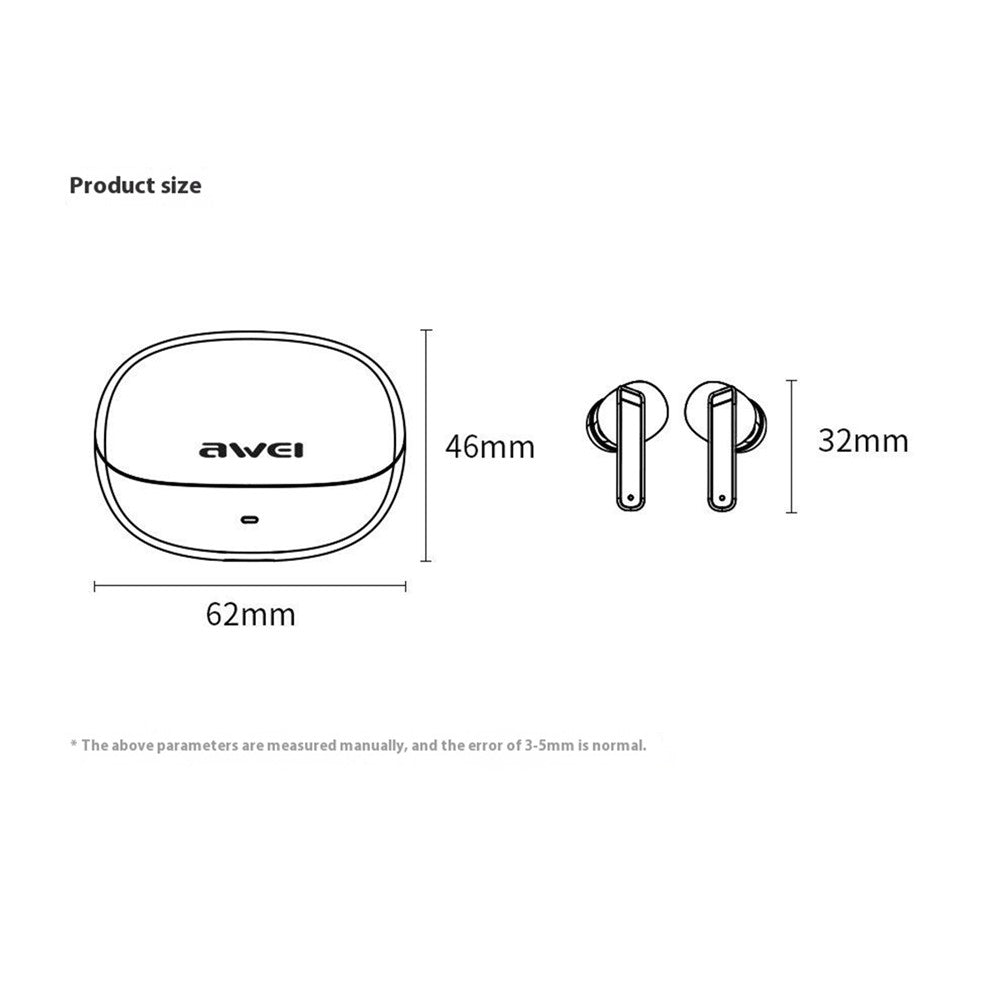 AWEI T88 Noise Reduction Bluetooth-compatible Headset TWS Wireless Headphone Waterproof Earphone