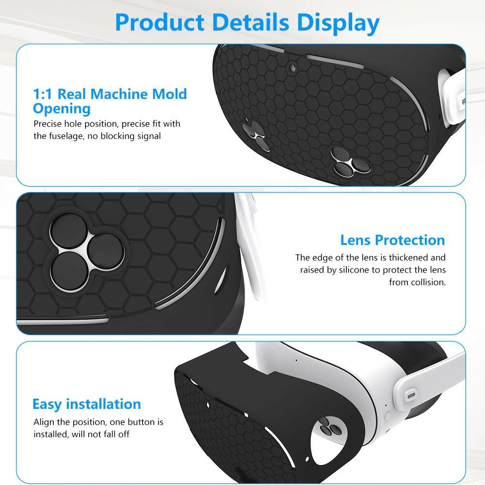For Meta Quest 3S VR Silicone Case Honeycomb Texture Heat Dissipation Anti-Drop Cover