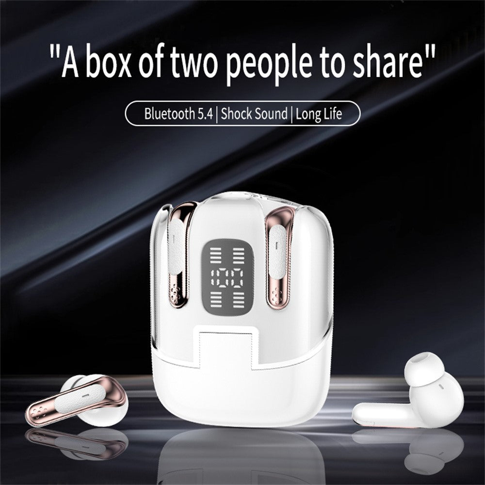 J17 2 Pair Bluetooth-compatible 5.4 Headphones LED Display Stereo Sports Earbuds
